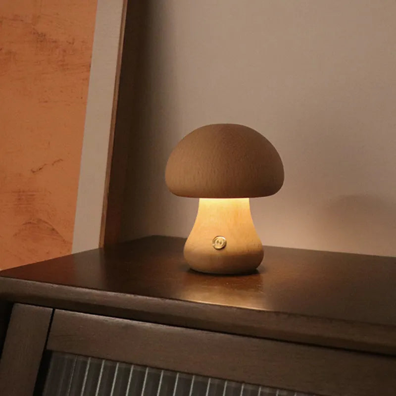 Glowshroom Lamp Tall Walnut