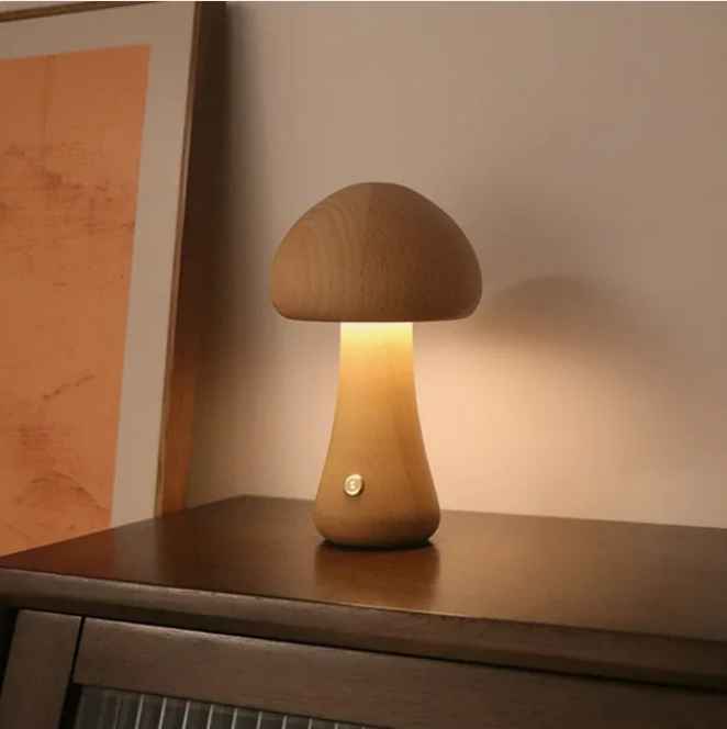 Glowshroom Lamp Tall Walnut